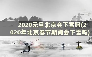 2020元旦北京会下雪吗(2020年北京春节期间会下雪吗)