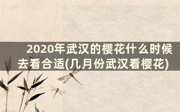 2020年武汉的樱花什么时候去看合适(几月份武汉看樱花)