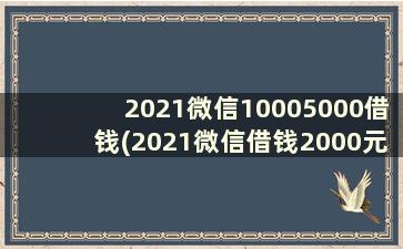 2021微信10005000借钱(2021微信借钱2000元马上到账)