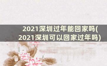 2021深圳过年能回家吗(2021深圳可以回家过年吗)