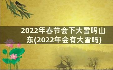 2022年春节会下大雪吗山东(2022年会有大雪吗)