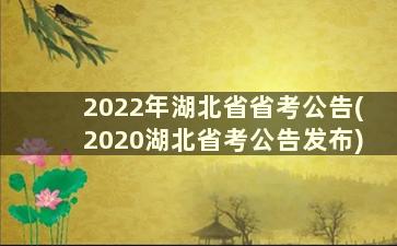2022年湖北省省考公告(2020湖北省考公告发布)