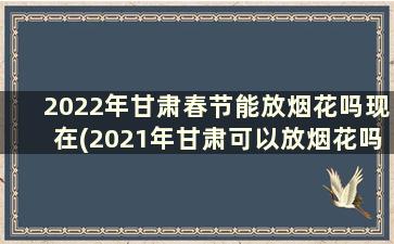 2022年甘肃春节能放烟花吗现在(2021年甘肃可以放烟花吗)