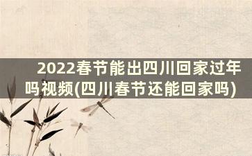 2022春节能出四川回家过年吗视频(四川春节还能回家吗)