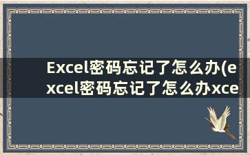 Excel密码忘记了怎么办(excel密码忘记了怎么办xcel文件加密怎么破解)