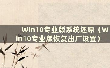 Win10专业版系统还原（Win10专业版恢复出厂设置）