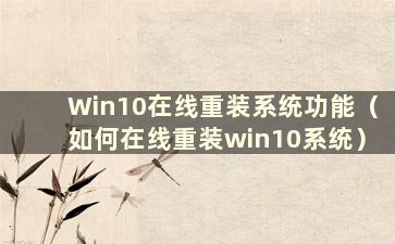 Win10在线重装系统功能（如何在线重装win10系统）