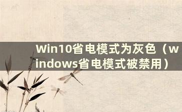 Win10省电模式为灰色（windows省电模式被禁用）