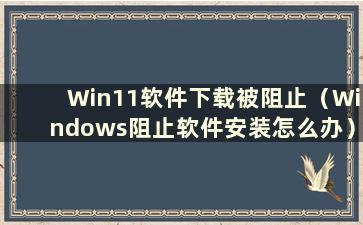 Win11软件下载被阻止（Windows阻止软件安装怎么办）