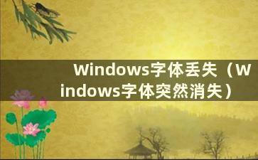 Windows字体丢失（Windows字体突然消失）