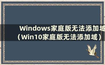 Windows家庭版无法添加域（Win10家庭版无法添加域）