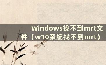 Windows找不到mrt文件（w10系统找不到mrt）