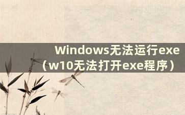Windows无法运行exe（w10无法打开exe程序）