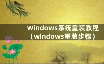 Windows系统重装教程（windows重装步骤）