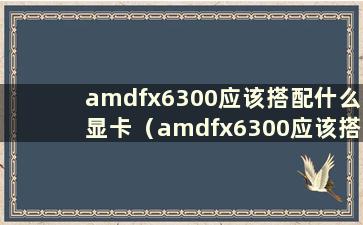 amdfx6300应该搭配什么显卡（amdfx6300应该搭配什么散热器）