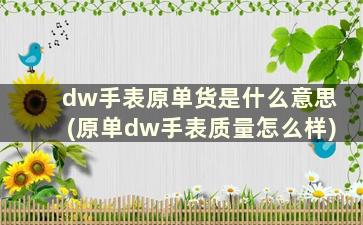 dw手表原单货是什么意思(原单dw手表质量怎么样)