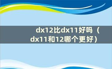 dx12比dx11好吗（dx11和12哪个更好）