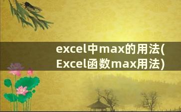 excel中max的用法(Excel函数max用法)