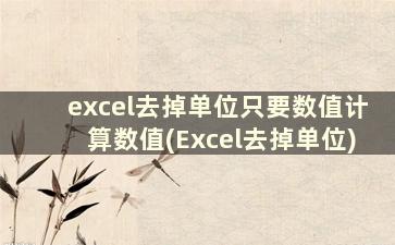 excel去掉单位只要数值计算数值(Excel去掉单位)