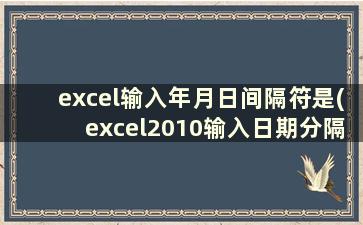 excel输入年月日间隔符是(excel2010输入日期分隔符)