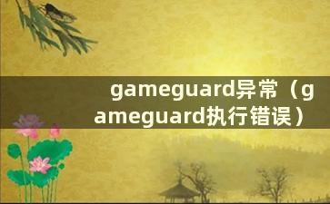 gameguard异常（gameguard执行错误）