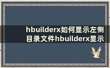 hbuilderx如何显示左侧目录文件hbuilderx显示左侧目录文件教程【详细解释】