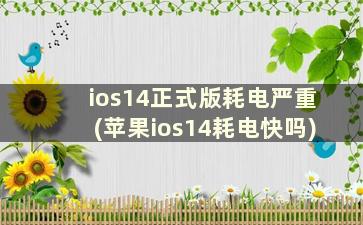 ios14正式版耗电严重(苹果ios14耗电快吗)