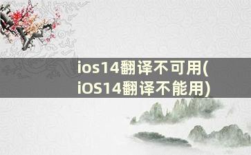 ios14翻译不可用(iOS14翻译不能用)
