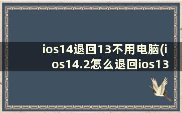 ios14退回13不用电脑(ios14.2怎么退回ios13不用电脑)