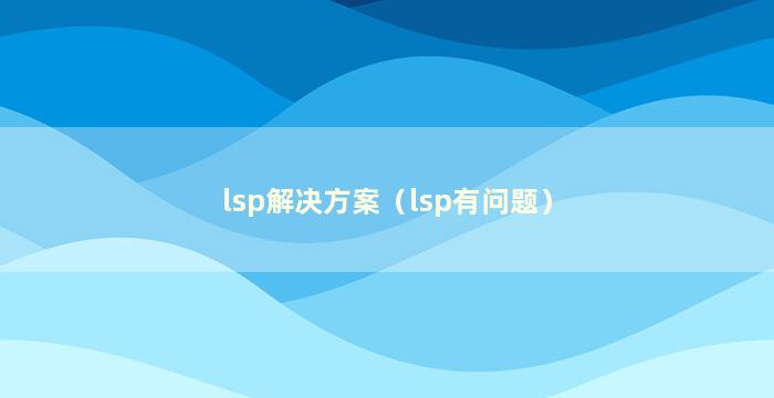 lsp解决方案（lsp有问题）