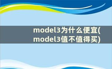 model3为什么便宜(model3值不值得买)