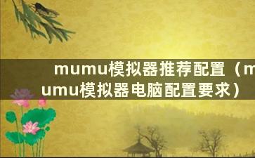 mumu模拟器推荐配置（mumu模拟器电脑配置要求）