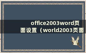 office2003word页面设置（world2003页面设置）