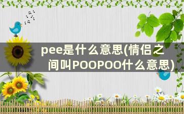 pee是什么意思(情侣之间叫POOPOO什么意思)