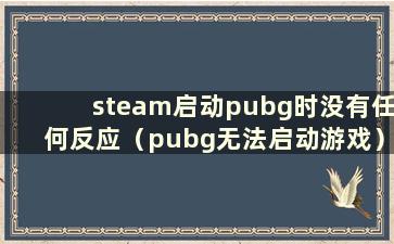 steam启动pubg时没有任何反应（pubg无法启动游戏）