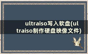 ultraiso写入软盘(ultraiso制作硬盘映像文件)