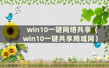 win10一键网络共享（win10一键共享局域网）