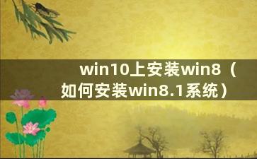 win10上安装win8（如何安装win8.1系统）