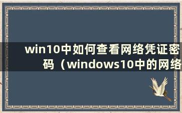 win10中如何查看网络凭证密码（windows10中的网络凭证密码是什么）