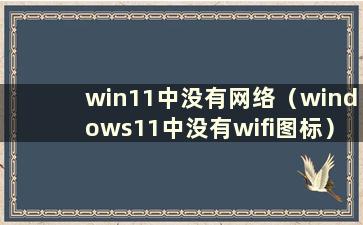 win11中没有网络（windows11中没有wifi图标）