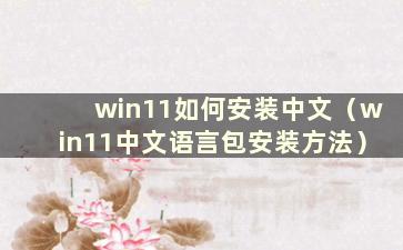 win11如何安装中文（win11中文语言包安装方法）