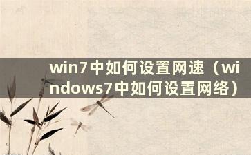 win7中如何设置网速（windows7中如何设置网络）