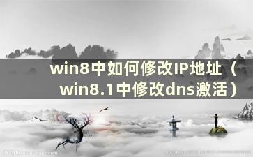 win8中如何修改IP地址（win8.1中修改dns激活）