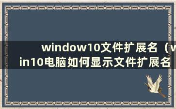 window10文件扩展名（win10电脑如何显示文件扩展名）