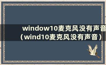 window10麦克风没有声音（wind10麦克风没有声音）