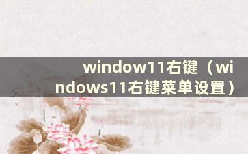 window11右键（windows11右键菜单设置）