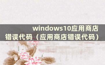 windows10应用商店错误代码（应用商店错误代码）