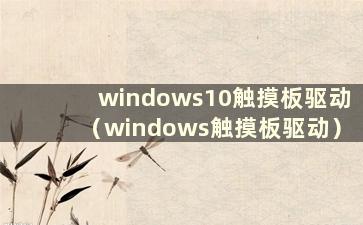 windows10触摸板驱动（windows触摸板驱动）