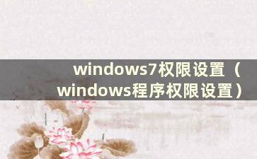 windows7权限设置（windows程序权限设置）