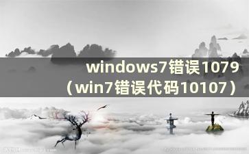 windows7错误1079（win7错误代码10107）